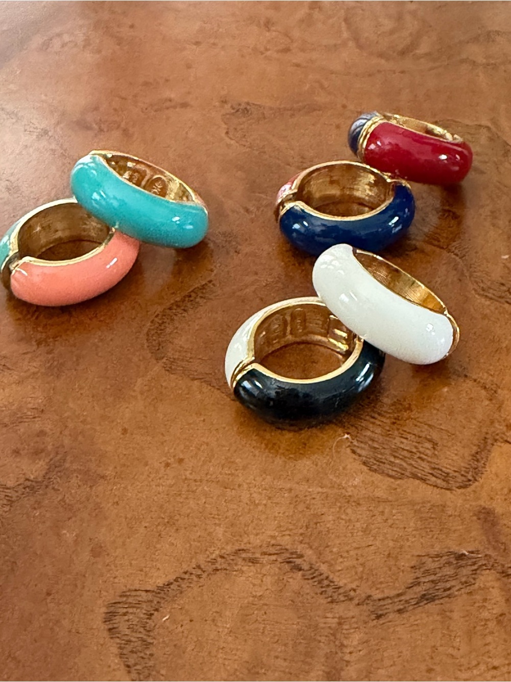 Kenneth Jay Lane Clip On Enamel Hoop Earrings 3 Pairs